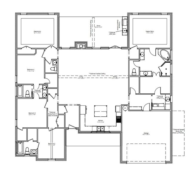 2D floor plan layout for the The Elizabeth by Reece Homes in Greens Prairie Reserve, College Station, TX (Image 3). 2D floor plan layout for the The Elizabeth by Reece Homes in Greens Prairie Reserve, College Station, TX (Image 3).