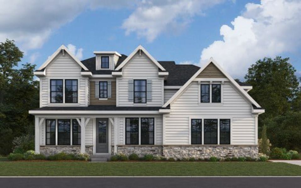 Representative exterior photo of a completed home built from the Rhodes by Fischer Homes in Stonehaven, Hoschton, GA (Image 9).