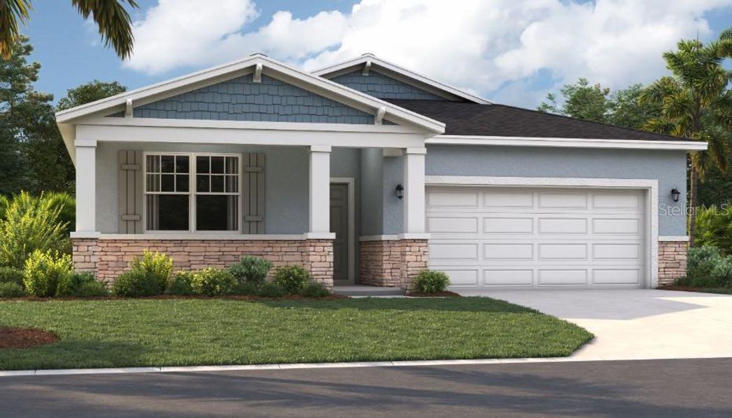 Front exterior of a new home in Wynnstone, Davenport, FL, highlighting curb appeal (Image 1).