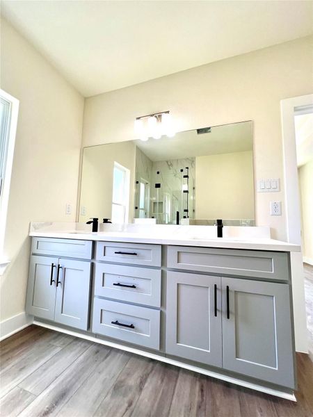 Master bath with dual vanity his-and-hers sink Master bath with dual vanity his-and-hers sink
