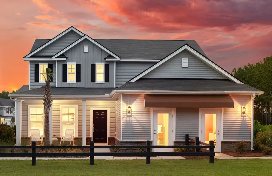 Front exterior of a new home in Solserra, Shallotte, NC, highlighting curb appeal (Image 21).