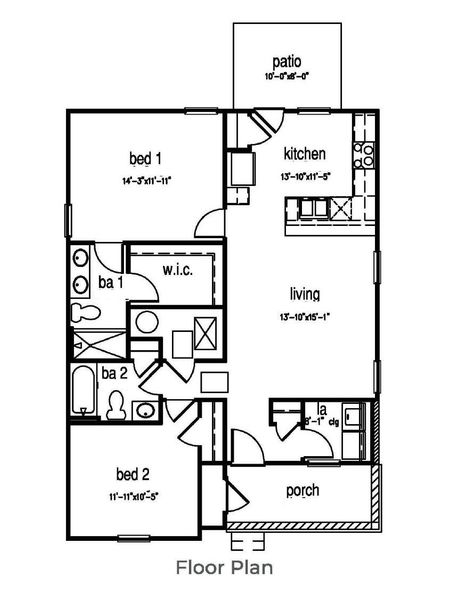 2D floor plan layout of this home in The Park at Wilkinson, Orangeburg, SC (Image 2).