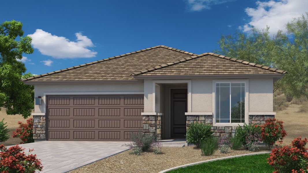 Representative exterior photo of a completed home built from the Plan 3512 by Scott Communities in The Views at Rancho Cabrillo, Peoria, AZ (Image 1).