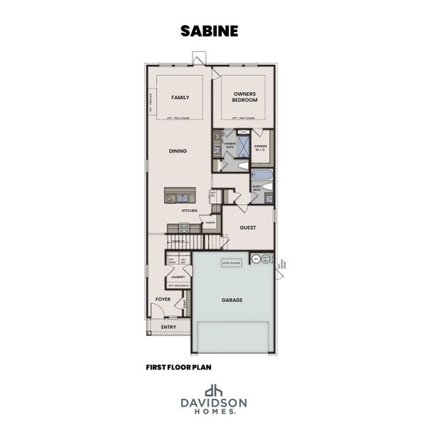 2D floor plan layout for the The Sabine by Davidson Homes LLC in Windmill Estates, Magnolia, TX (Image 3).
