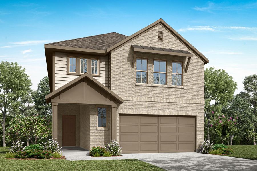 Representative exterior photo of a completed home built from the Quinn by Tri Pointe Homes in Prairie Collection at The Meadows, Krum, TX (Image 19).