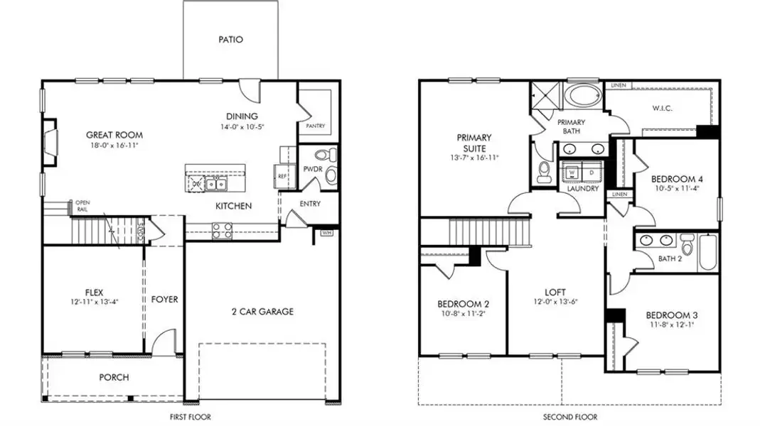2D floor plan layout of this home in Moss Farms, Lula, GA (Image 2). 2D floor plan layout of this home in Moss Farms, Lula, GA (Image 2).