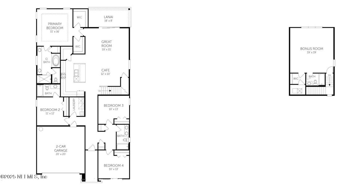 2D floor plan layout of this home in Brook Forest - Single Family Homes, St. Augustine, FL (Image 2).