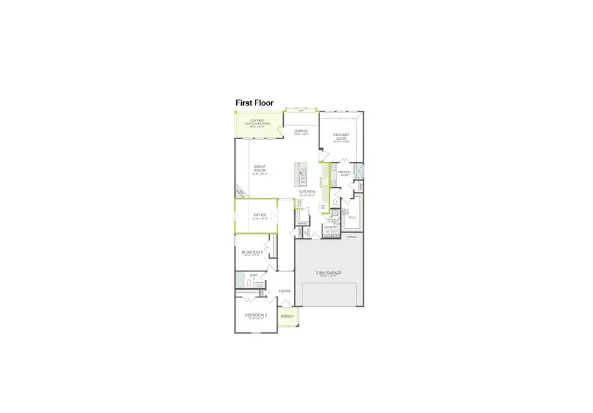 2D floor plan layout of this home in Union Park, Little Elm, TX (Image 3).