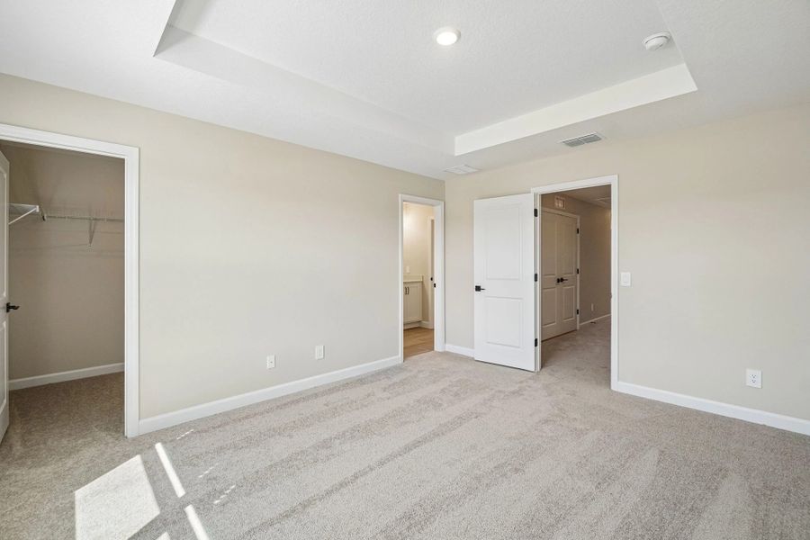 Primary bedroom features a separate walk-in closet and bathroom