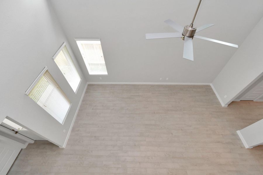 View from game room above. Sample photo of completed home with similar floor plan. Actual colors and selections may vary.