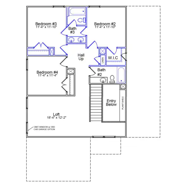 2D floor plan layout of this home in Scotts Hill Village, Wilmington, NC (Image 3).