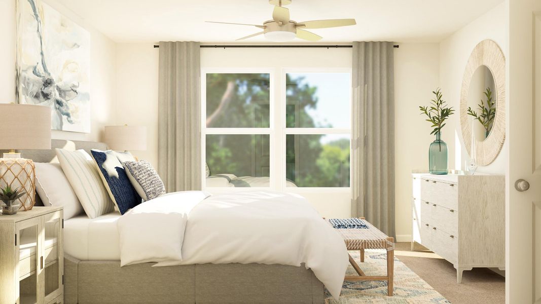 A living room with a white couch and a large window. A living room with a white couch and a large window.