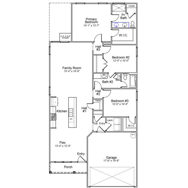 2D floor plan layout of this home in Hanes Lake, Winston-Salem, NC (Image 5).