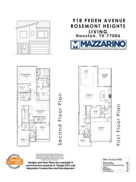 Please be aware that these plans are the property of the architect/builder designer that designed them not DUX Realty, Mazzarino Construction or 918-920 PEDEN LLC. Please be aware that these plans are the property of the architect and are protected from reproduction and sharing under copyright law. These drawing are for general information only. Measurements, square footages and features are for illustrative marketing purposes. All information should be independently verified.