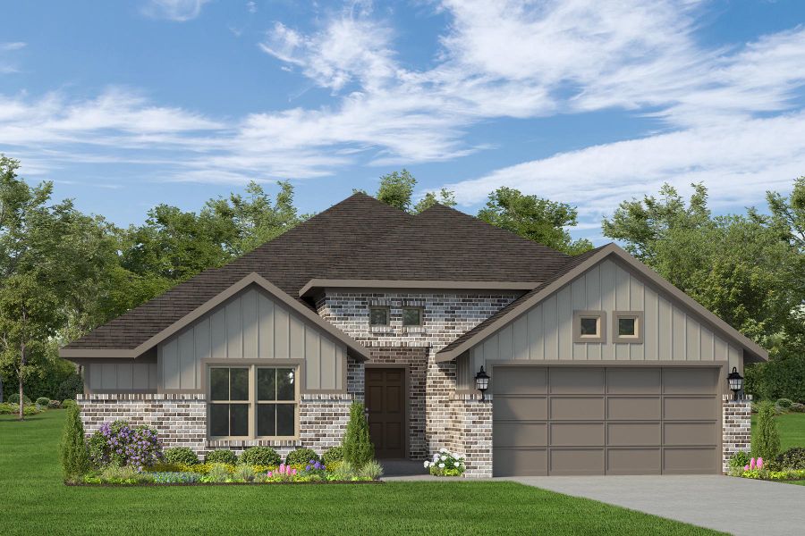 Representative exterior photo of a completed home built from the Julian by Autograph Homes in Sundance Cove - Paintbrush Collection, Crosby, TX (Image 3). Representative exterior photo of a completed home built from the Julian by Autograph Homes in Sundance Cove - Paintbrush Collection, Crosby, TX (Image 3).