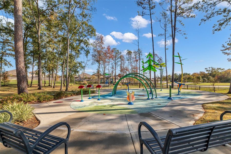 Neighborhood splash pad for the kids.