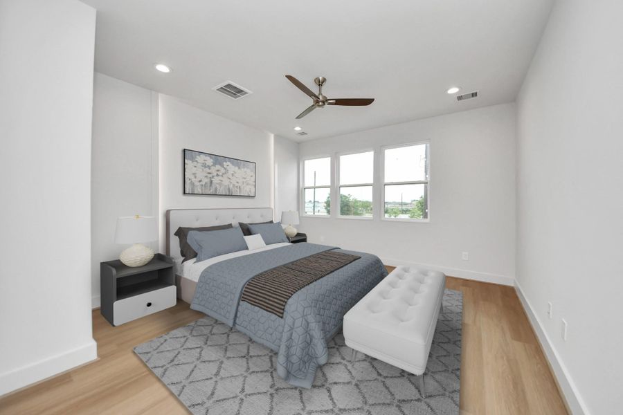 Virtually staged Primary Bedroom