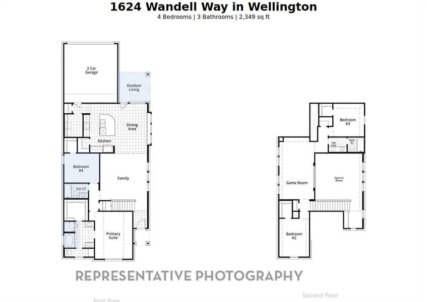 2D floor plan layout of this home in Wellington: 40ft. lots, Haslet, TX (Image 4). 2D floor plan layout of this home in Wellington: 40ft. lots, Haslet, TX (Image 4).