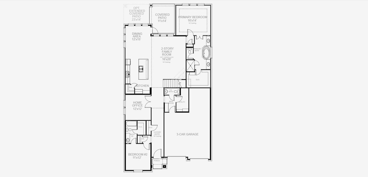 2D floor plan layout for the 2942H by Perry Homes in Briggs Ranch 50', San Antonio, TX (Image 4). 2D floor plan layout for the 2942H by Perry Homes in Briggs Ranch 50', San Antonio, TX (Image 4).
