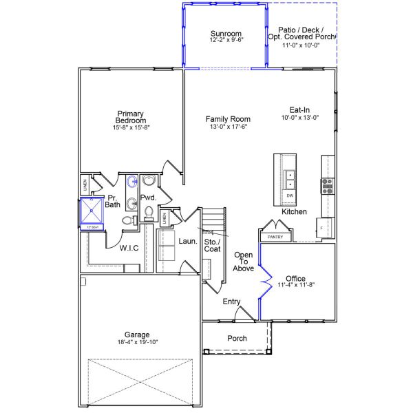 2D floor plan layout of this home in Fieldstone, Lexington, NC (Image 2).