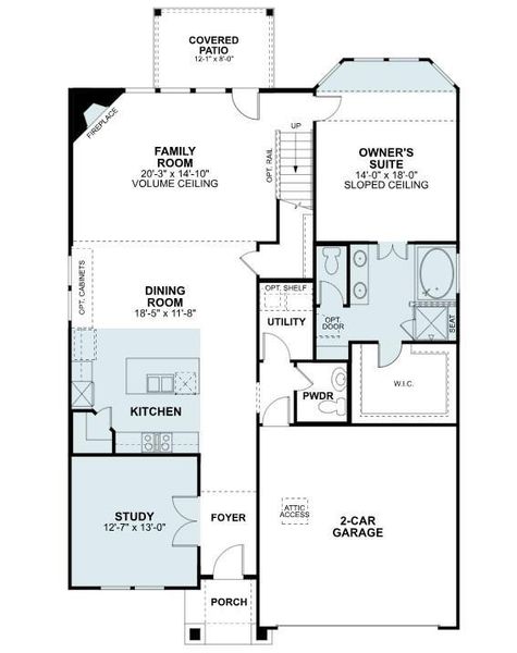 2D floor plan layout of this home in Sorella, Tomball, TX (Image 5).