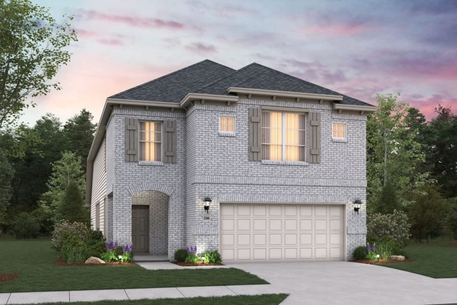 Representative exterior photo of a completed home built from the Rayburn III Sorella 40s by Brohn Homes in Sorella, Tomball, TX (Image 6). Representative exterior photo of a completed home built from the Rayburn III Sorella 40s by Brohn Homes in Sorella, Tomball, TX (Image 6).