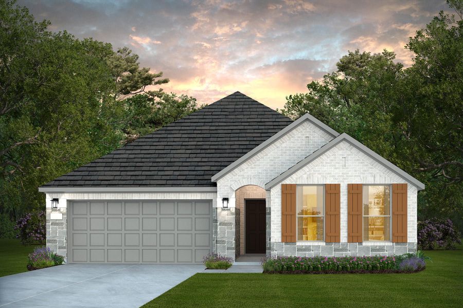 Representative exterior photo of a completed home built from the Bell by Pulte Homes in Nopal Valley, San Antonio, TX (Image 7). Representative exterior photo of a completed home built from the Bell by Pulte Homes in Nopal Valley, San Antonio, TX (Image 7).