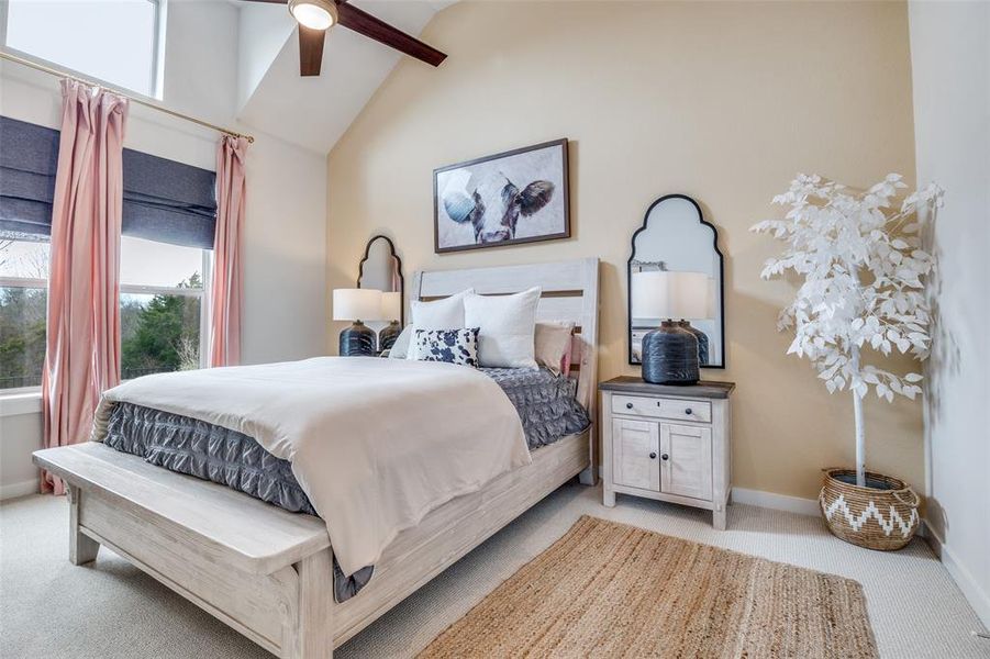 Primary Bedroom with Vaulted Ceilings and Abundant Lighting