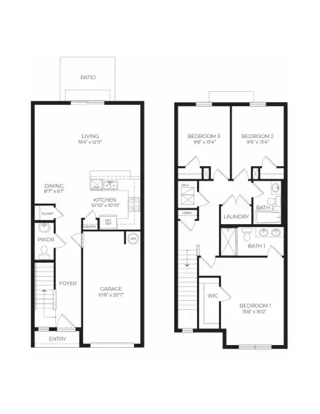 2D floor plan layout for the Pearson - INTERIOR UNIT by D.R. Horton in Encore at Hillview, Altamonte Springs, FL (Image 4). 2D floor plan layout for the Pearson - INTERIOR UNIT by D.R. Horton in Encore at Hillview, Altamonte Springs, FL (Image 4).