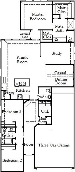 2D floor plan layout for the Yorktown - Single Family Homes by Coventry Homes in Sunflower Ridge, New Braunfels, TX (Image 3). 2D floor plan layout for the Yorktown - Single Family Homes by Coventry Homes in Sunflower Ridge, New Braunfels, TX (Image 3).