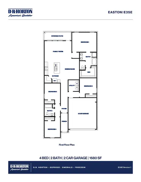 2D floor plan layout of this home in Sunterra Lakes, Brookshire, TX (Image 3).