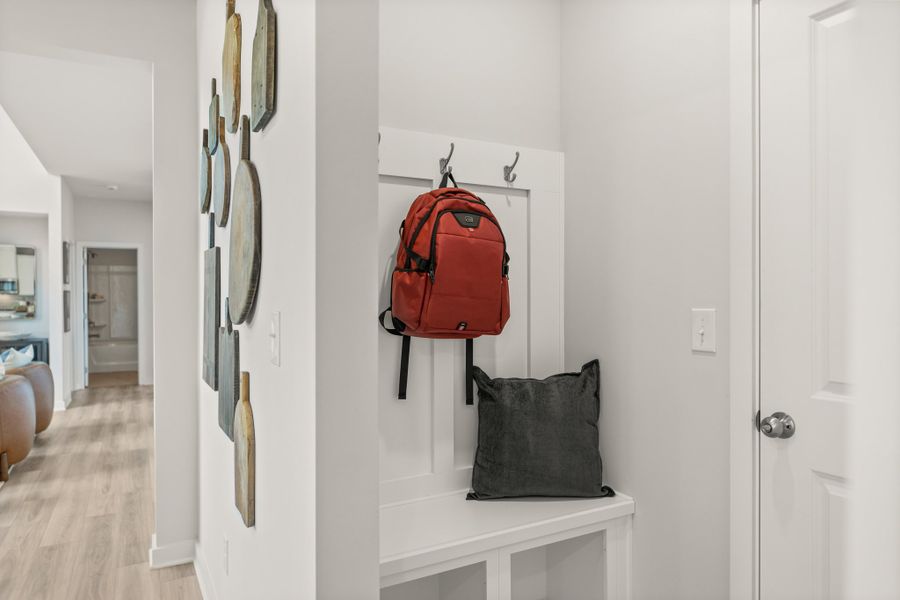 A backpack on a wall.