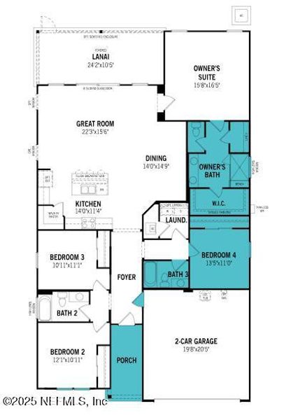 2D floor plan layout of this home in Sandridge Hills, Green Cove Springs, FL (Image 2).
