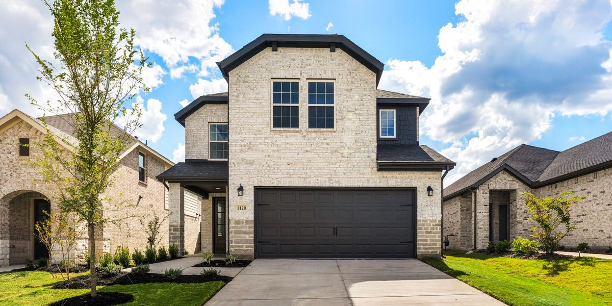 Representative exterior photo of a completed home built from the Mason by UnionMain Homes in Cambridge Crossing, Celina, TX (Image 14). Representative exterior photo of a completed home built from the Mason by UnionMain Homes in Cambridge Crossing, Celina, TX (Image 14).