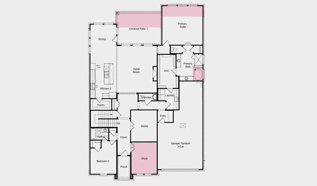 2D floor plan layout of this home in South Oak 60s, Lakewood Village, TX (Image 5). 2D floor plan layout of this home in South Oak 60s, Lakewood Village, TX (Image 5).