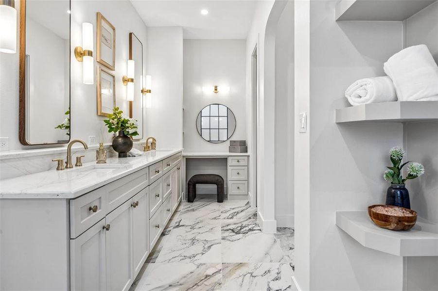 Double sinks and a separate vanity Double sinks and a separate vanity