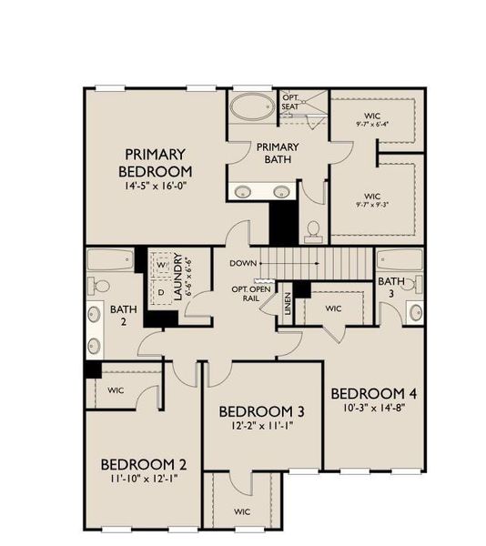2D floor plan layout of this home in The Estates at Casteel, Bethlehem, GA (Image 4).