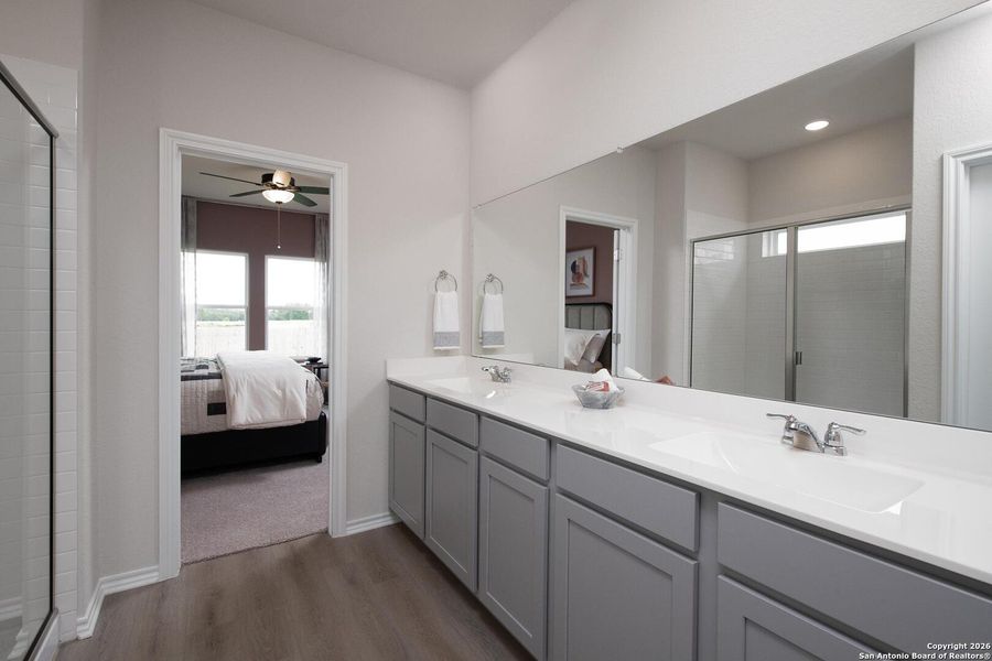 Furnished interior view inside a new home in Meadows at Hennersby Hollow 40's, San Antonio (Image 8). Furnished interior view inside a new home in Meadows at Hennersby Hollow 40's, San Antonio (Image 8).