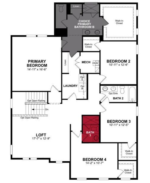 2D floor plan layout of this home in Cambridge at Steels Bridge, Canton, GA (Image 3).