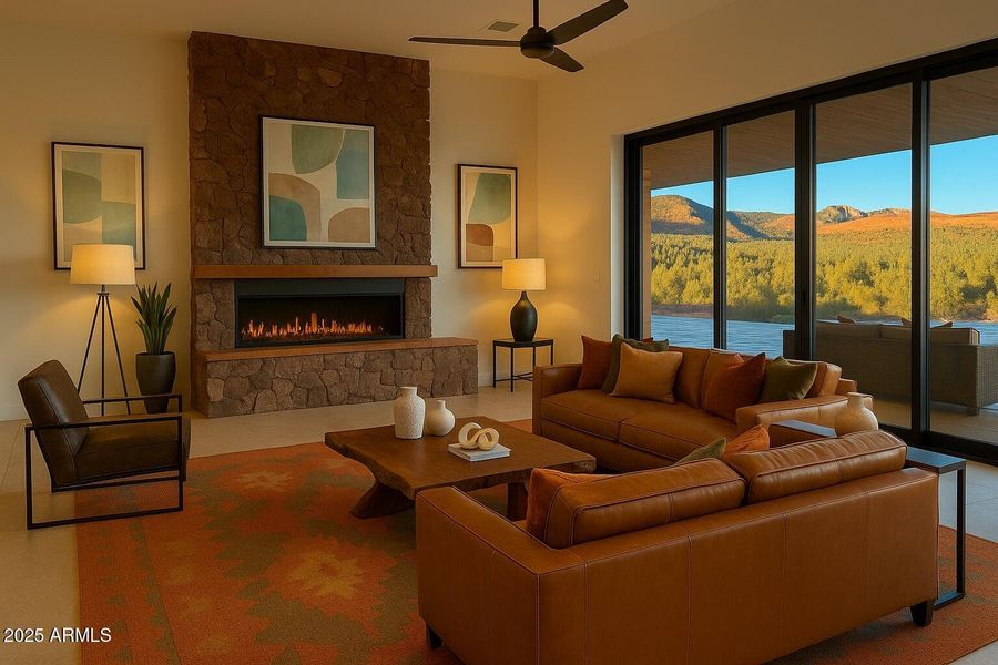 living room virtuallyu staged