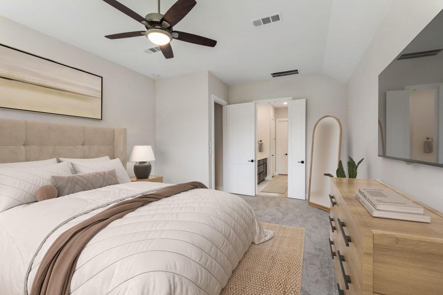 Primary bedroom with access to a luxury ensuite bathroom. Primary bedroom with access to a luxury ensuite bathroom.