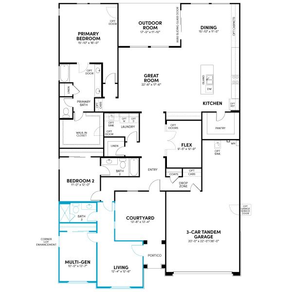 2D floor plan layout for the Solstice by Brookfield Residential in Mariposa at Blossom Rock, Apache Junction, AZ (Image 27).
