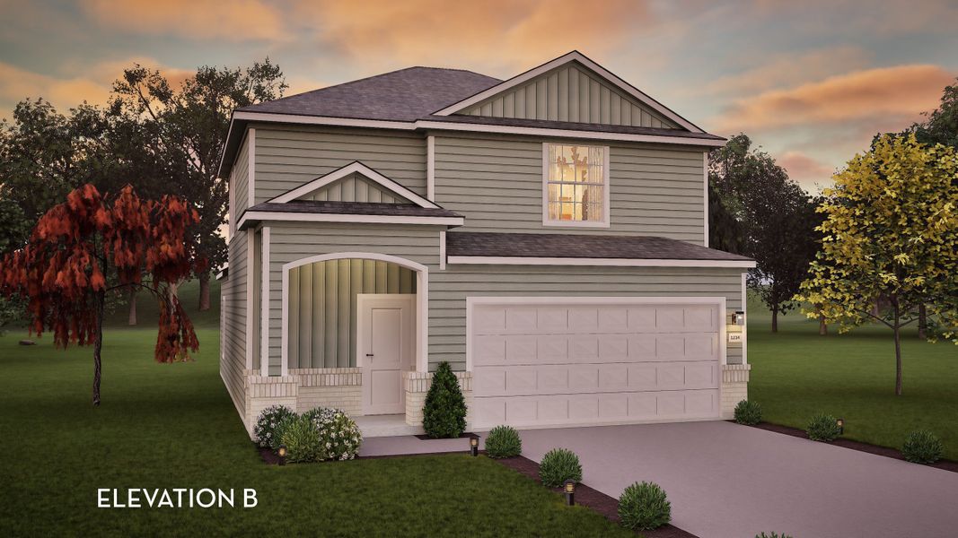 Representative exterior photo of a completed home built from the Elm by CastleRock Communities in Chasin Heights, Converse, TX (Image 2).
