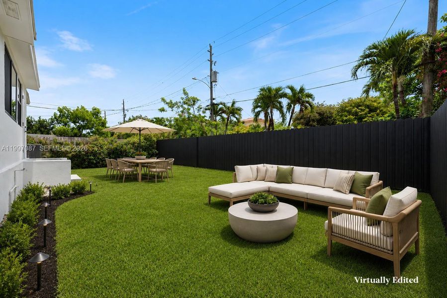Exterior details and patio area of a home in , Miami Beach (Image 2). Exterior details and patio area of a home in , Miami Beach (Image 2).