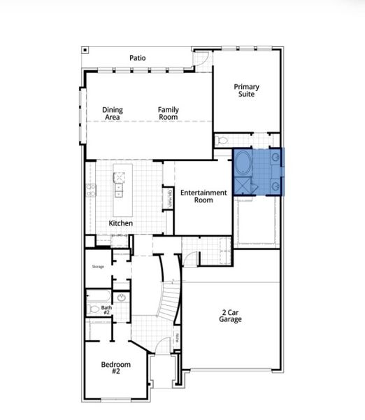 2D floor plan layout for the Cambridge by Highland Homes in Devonshire, Forney, TX (Image 31).