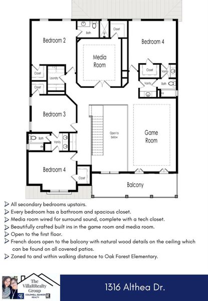 Media room, two laundry rooms, oversized pantry, wine storage niche, 3 outdoor living spaces and so much more make this home unique