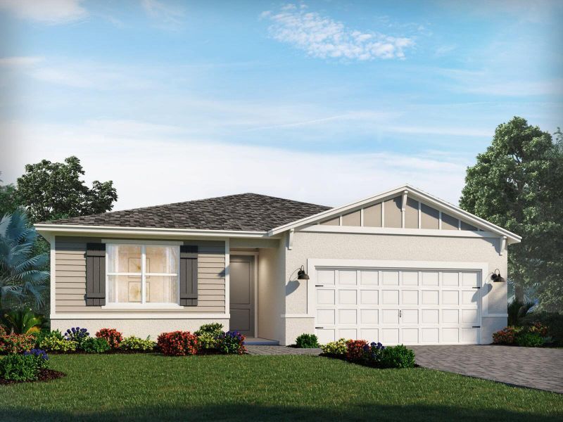Front exterior of a new home in , Port St. Lucie, FL, highlighting curb appeal (Image 1).