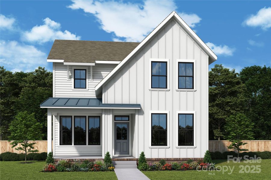 Front exterior of a new home in The River District - Pioneer Collection, Charlotte, NC, highlighting curb appeal (Image 1). Front exterior of a new home in The River District - Pioneer Collection, Charlotte, NC, highlighting curb appeal (Image 1).