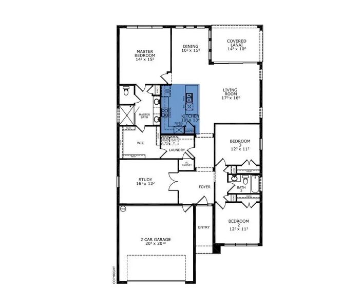 2D floor plan layout of this home in Woodhaven, Port Orange, FL (Image 2).