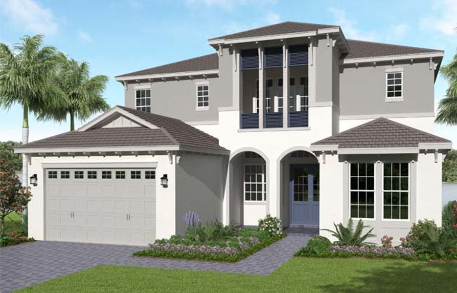 Representative exterior photo of a completed home built from the Kestrel Grand by Minto Communities in Westlake, Loxahatchee, FL (Image 1). Representative exterior photo of a completed home built from the Kestrel Grand by Minto Communities in Westlake, Loxahatchee, FL (Image 1).